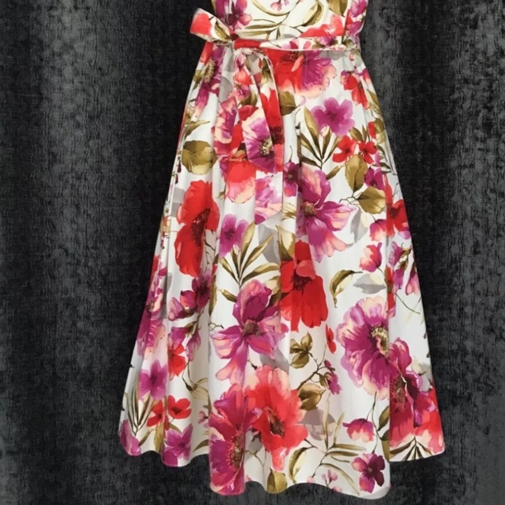 Sandra Darren dress flora print fit & flare Size12 - Picture 2 of 8